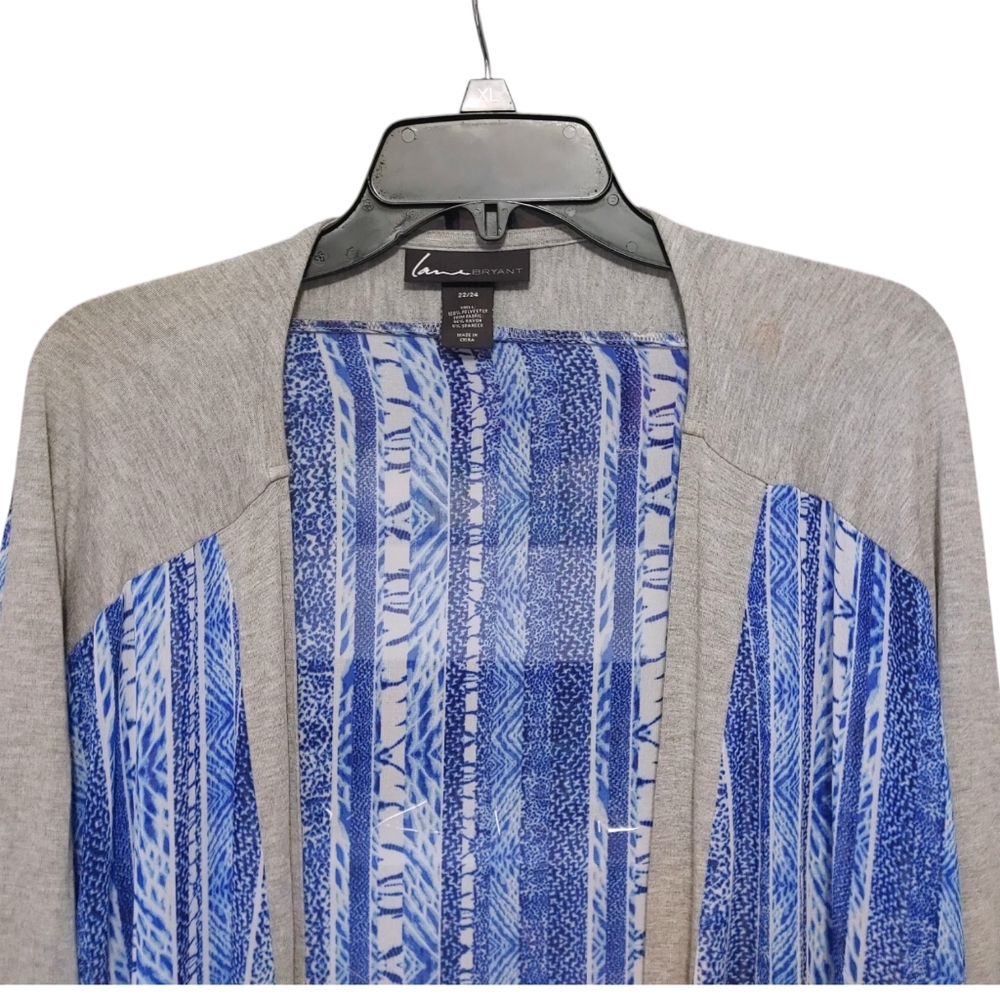 Lane Bryant Semi Sheer Blue Striped Oversized Cardigan Wrap Womens Size 22/24 3X - Picture 4 of 8
